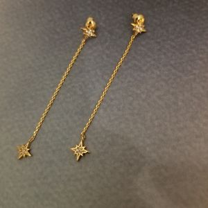 NWOT Gold and Rhinestone Dangle Earrings